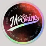 Moshine Sticker Design Mockup Holographic Circle Tagline